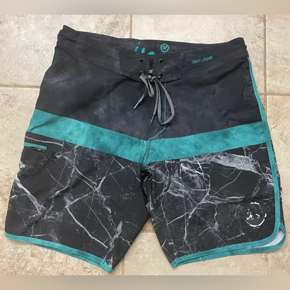 IM Imperial Motion Mens Board Shorts/Swim Trunks Size 32 Turquoise/Black/Grey